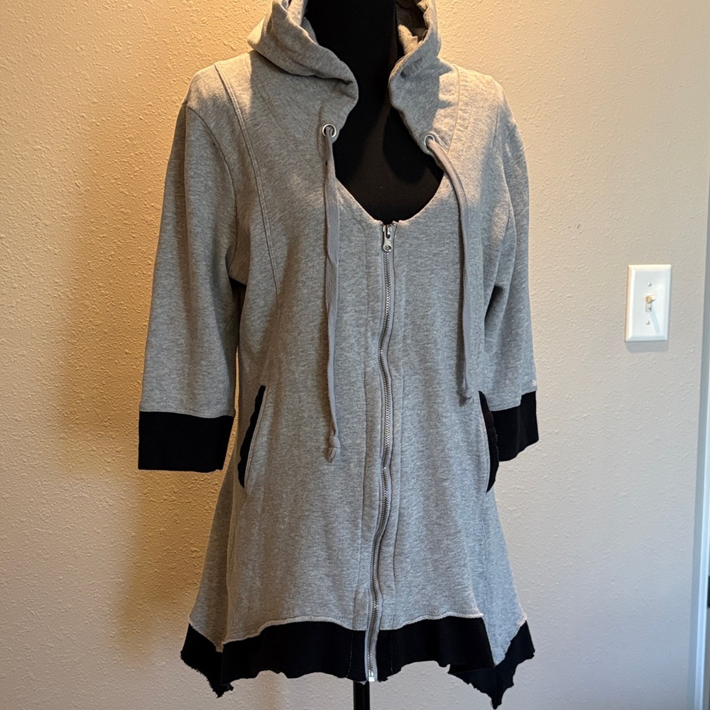 VENUS Gray and Black Hooded Sweatshirt